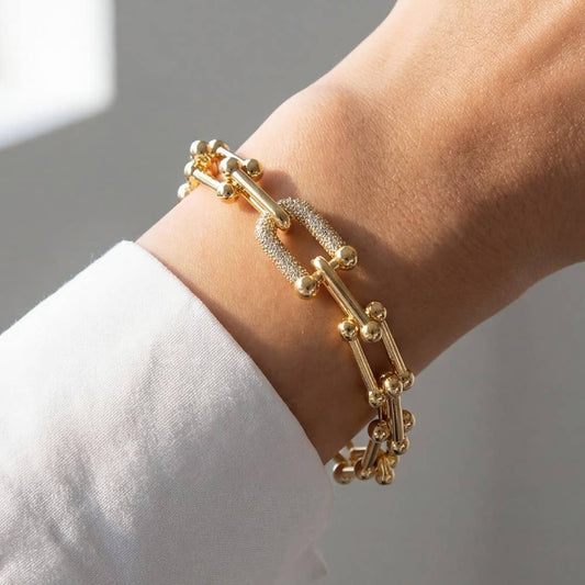 Gold Dipped Cz Chain Clasp Bracelet: GD